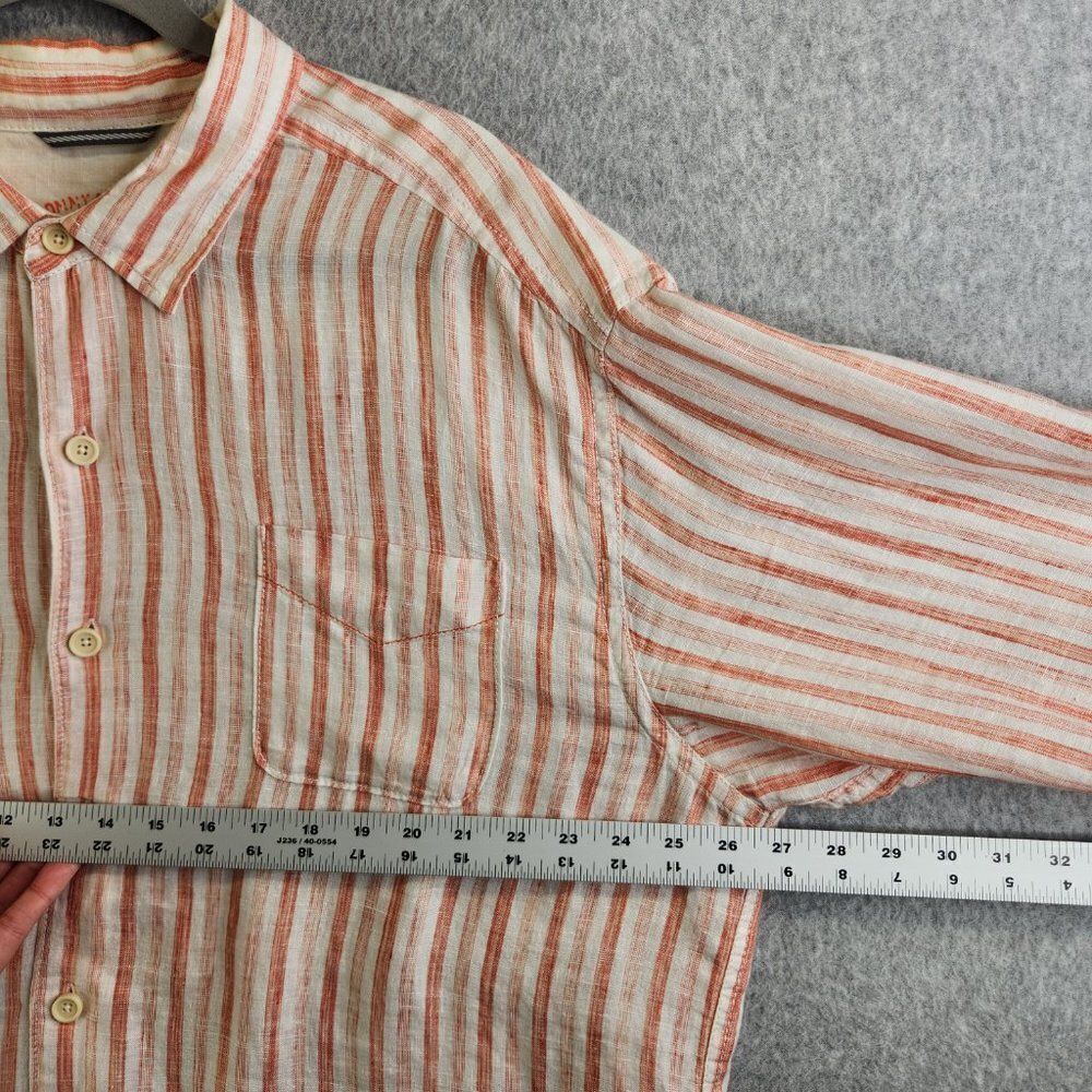 Tommy Bahama Relax Shirt Mens XL Orange Striped Linen Long Sleeve Pocket - Picture 10 of 14